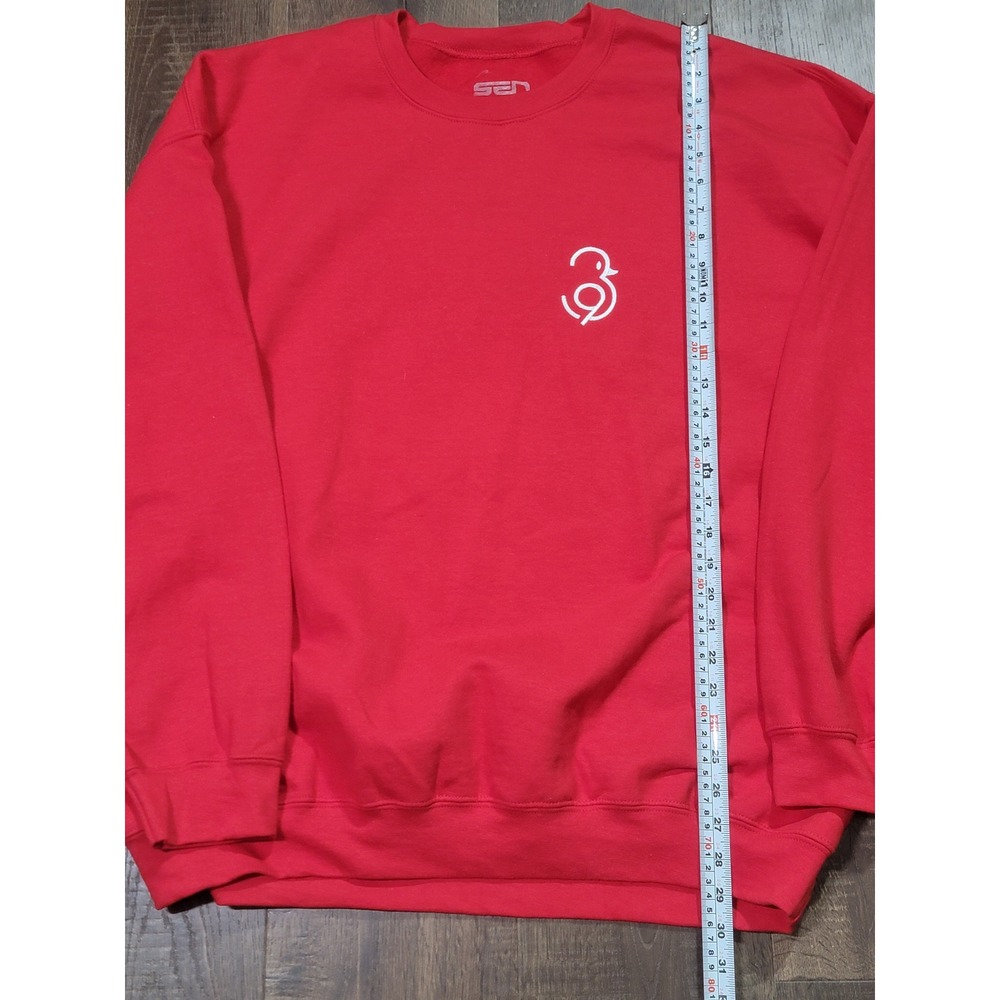 Sen‎ Red Graphic Crewneck Sweatshirt Mens 2XL Swan Back Print Streetwear Fleece
